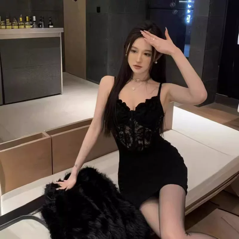 Кружевное зимнее sexy платье для полки столика, браслет, поясная сумка, юбка, мини-юбка, V-образный вырез, акцент на бедро