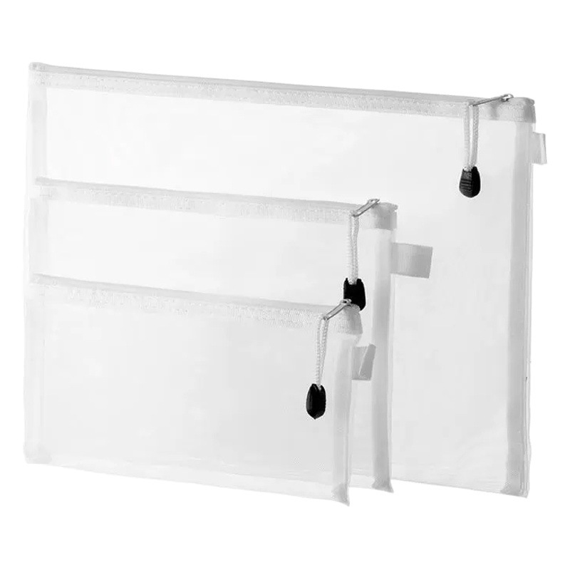 Office Mesh File Bag A4 Transparent Nylon Breathable Document Bag Transparent Pencil Case Folder Miscellaneous Storage Bag