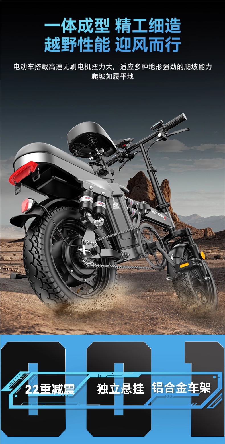 Folding Electric Bicycle, Ultra-Light Portable E-Bike
