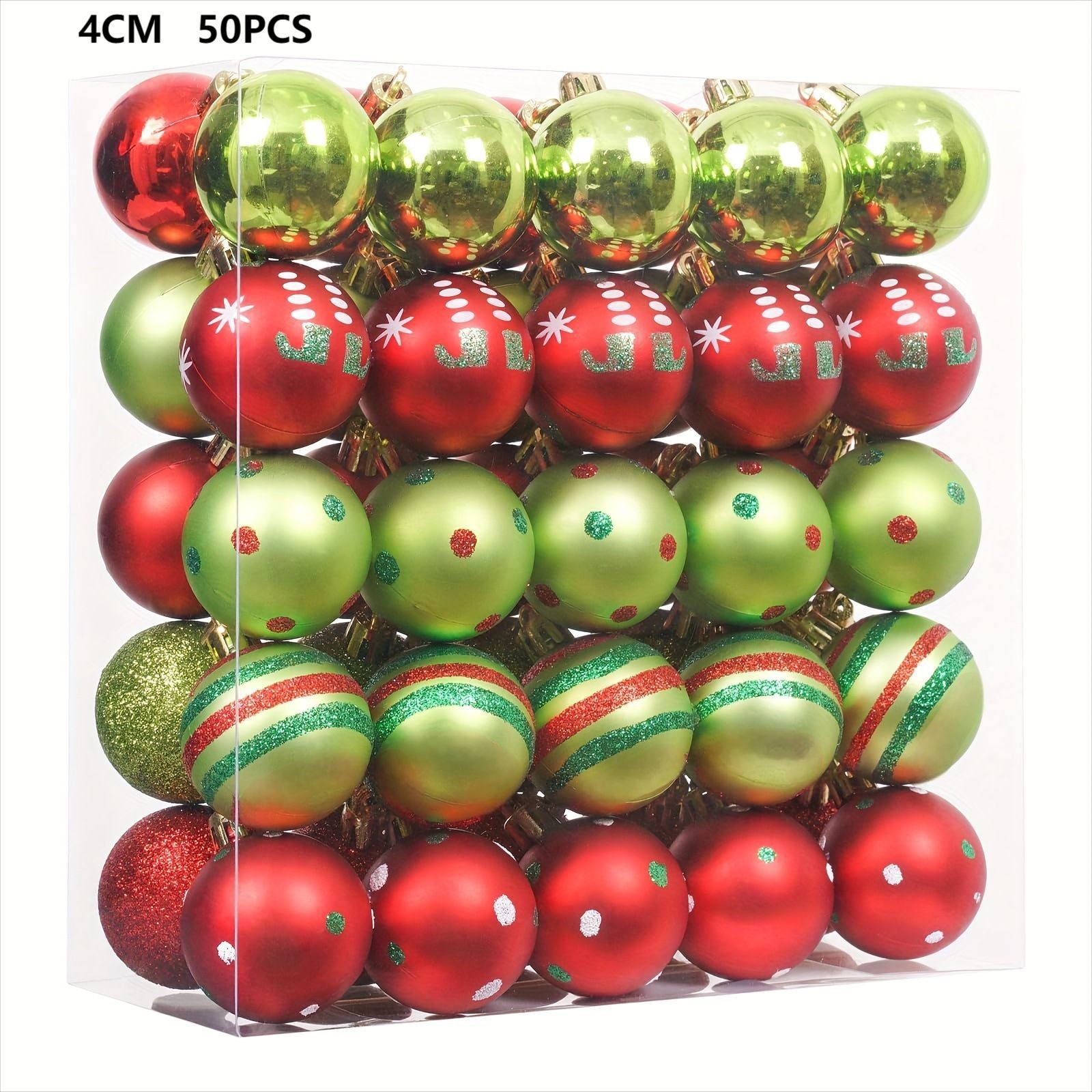 Inventario transfronterizo de Navidad 4cm 50 rojo y verde colorido conjunto de bolas de Navidad árbol de Navidad atmósfera festiva bola decorativa