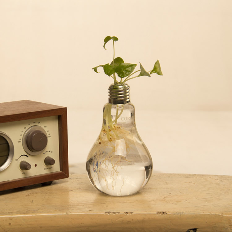 欧式创意灯泡台面透明玻璃花瓶摆件水培花器时尚家居饰品厂家批发