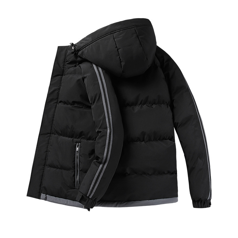 Herrenbekleidung Herren Baumwollmantel zwei Streifen lässig Trend warme Jacke Baumwolljacke 2024 neue dicke Winterjacke aus Seide und Baumwolle_voghion.com