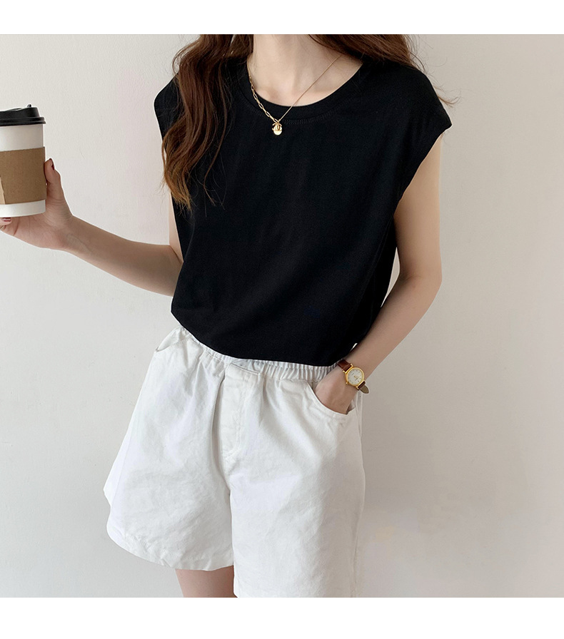 Women's T-shirt Sleeveless T-shirts Patchwork Casual Classic Style Solid Color display picture 2