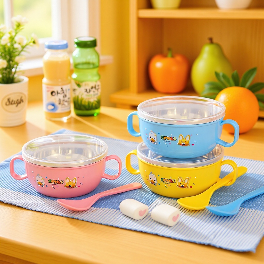 Stainless Steel Water-Filled Insulated Bowl, Children's Tableware, Double-Ear Anti-Scald Lunch Box, Baby-Specific Supplementary Food Bowl