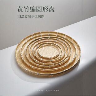 Wholesale Bamboo Woven Round Large Farmhouse Dustpan Drying Tray for Vegetables, Fruits, Fish, and Barbecue Serving Tray