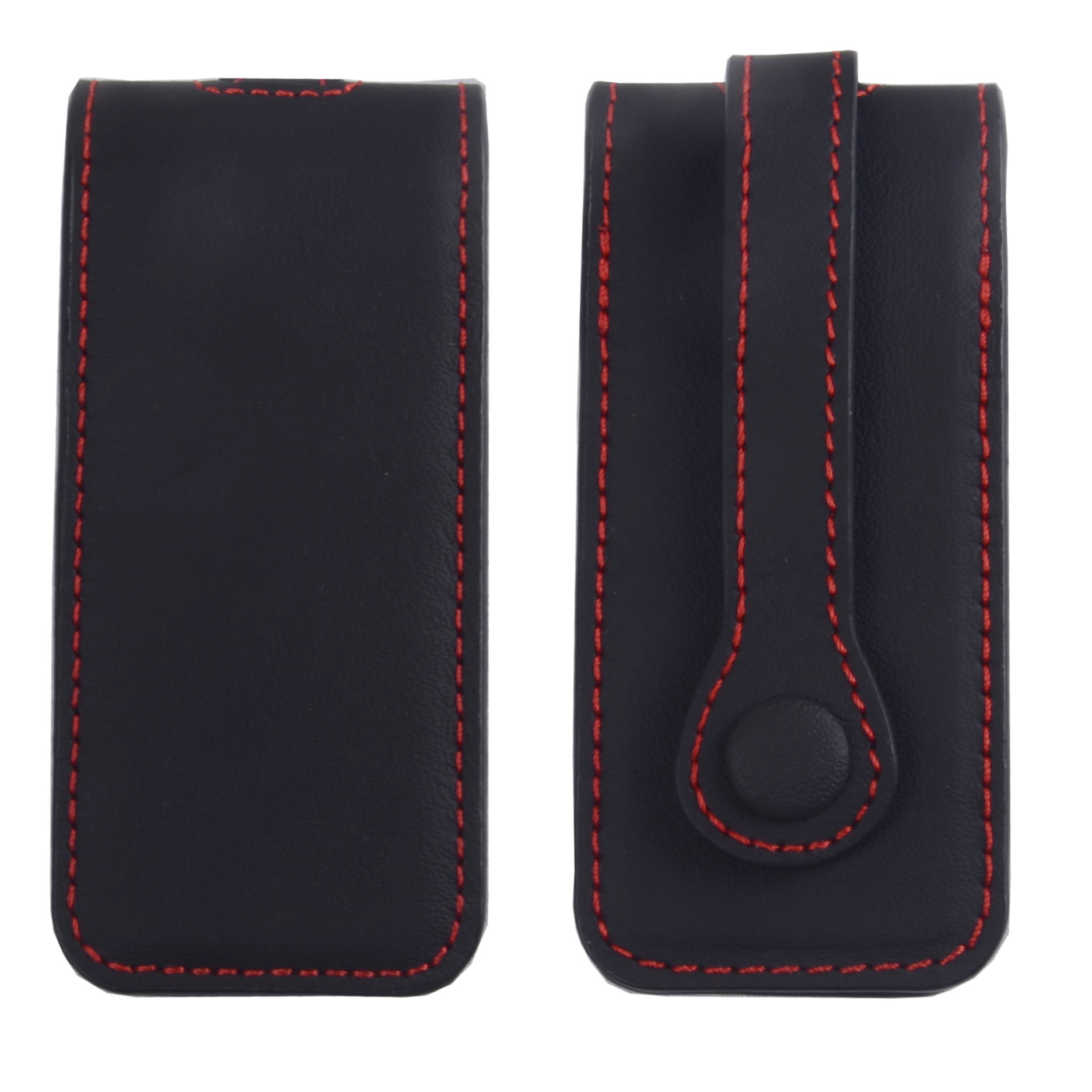 블랙 가죽 레드 라인