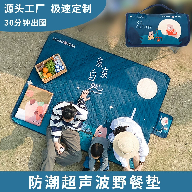 Индивидуальный коврик для кемпинга, водостойкий, утолщенный и влагостойкий коврик, большой складной коврик из алюминиевой фольги с рисунком, ультразвуковой коврик для пикника для хранения.