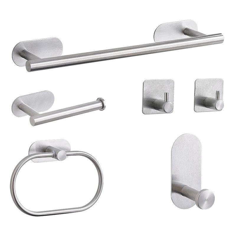 Acero inoxidable transfronterizo conjunto de toallas de baño pared toallas barra de toallas de papel gancho sin perforación conjunto de toallas de baño