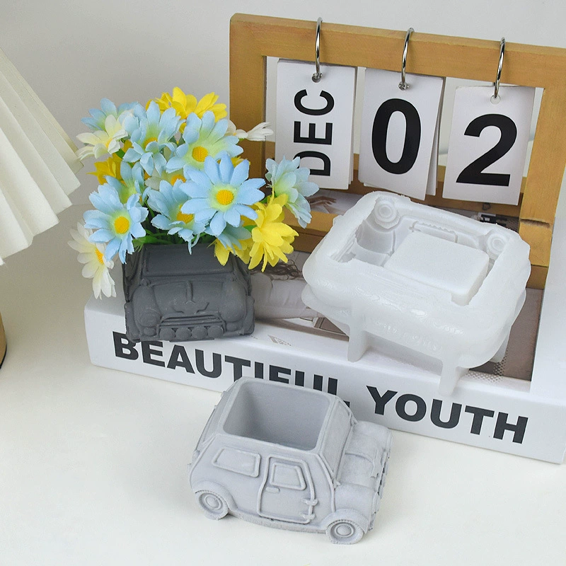 Creative retro bus, flowerpot, silicone mold, DIY