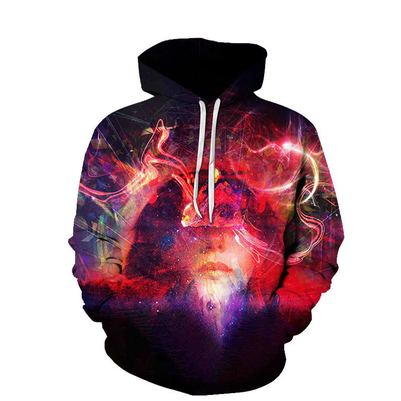 Men's Printed 3D Digital Printed Galaxy Hooded Sweatshirt Can Be Used as Children's Clothing