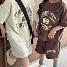 韩版儿童夏季运动套装纯棉男童2026新款夏装女童休闲短袖宝宝衣服