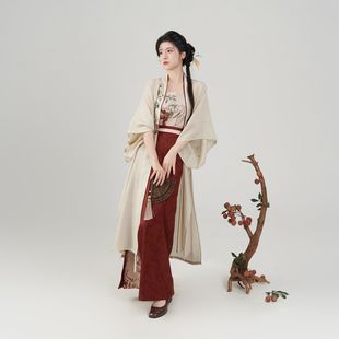 New Song Dynasty Han Dynasty Women's Clothing [Lixiangwanque] Three-Piece Set of Changgansi Embroidered Swirl Skirt Chinese Style Summer and Autumn Embroidery