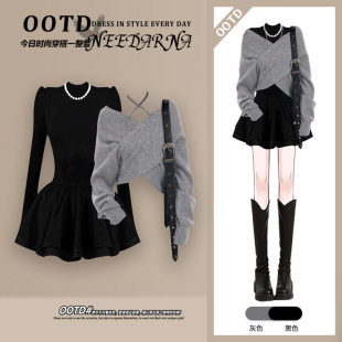 miu里miu氣早春裝一整套ootd穿搭高級感蓬蓬裙子女春季針織連衣裙