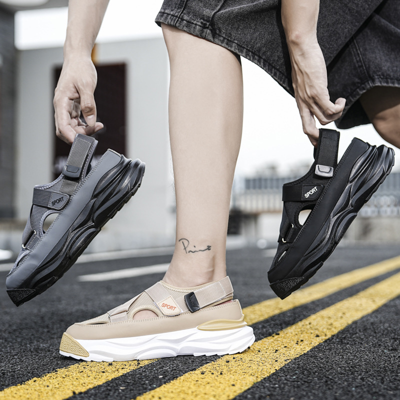 Zapatos de agujero para hombres 2023 nuevo verano al aire libre antideslizante sandalias de plataforma hueca sandalias de playa deportivas con punta cerrada para hombres