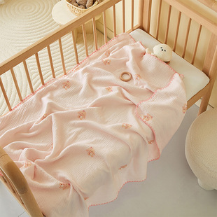 Children's Seersucker Cotton Blanket Gauze Spring and Summer Thin Towel Quilt Kindergarten Baby Bath Towel Universal for All Seasons