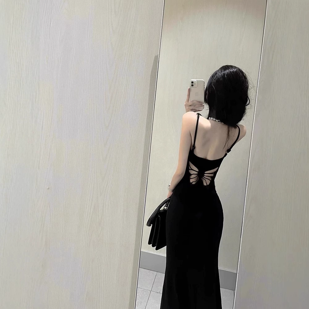Сексуальное длинное платье на подтяжках, женское летнее новое облегающее платье для девочек, облегающая бедра юбка «рыбий хвост»