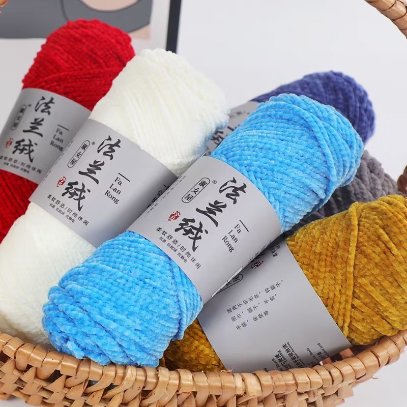 雪尼尔金丝绒毛线 手工diy编织围巾帽子法拉绒线钩针勾棉鞋线批发