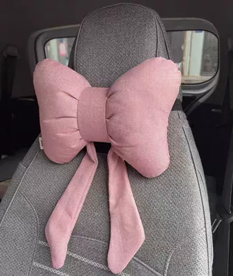 Winter Cute Back Cushion Car Pillow — Other Automotive Interior Supplies - ribbon-bow-headrest-pink