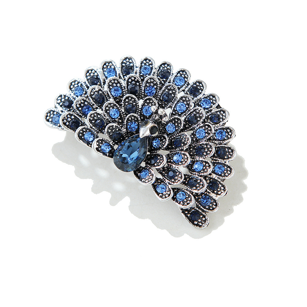 Spilla a forma di pavone con strass in lega retrò alla moda coreana, personalità creativa, abbigliamento da donna, spilla per gioielli_voghion.com