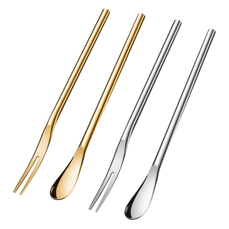 Вилка для фруктов в японском стиле 304 Нержавеющая Сталь Десертная Вилка для торта креативная Бытовая ложка для смешивания кофе Фруктовые палочки костюм