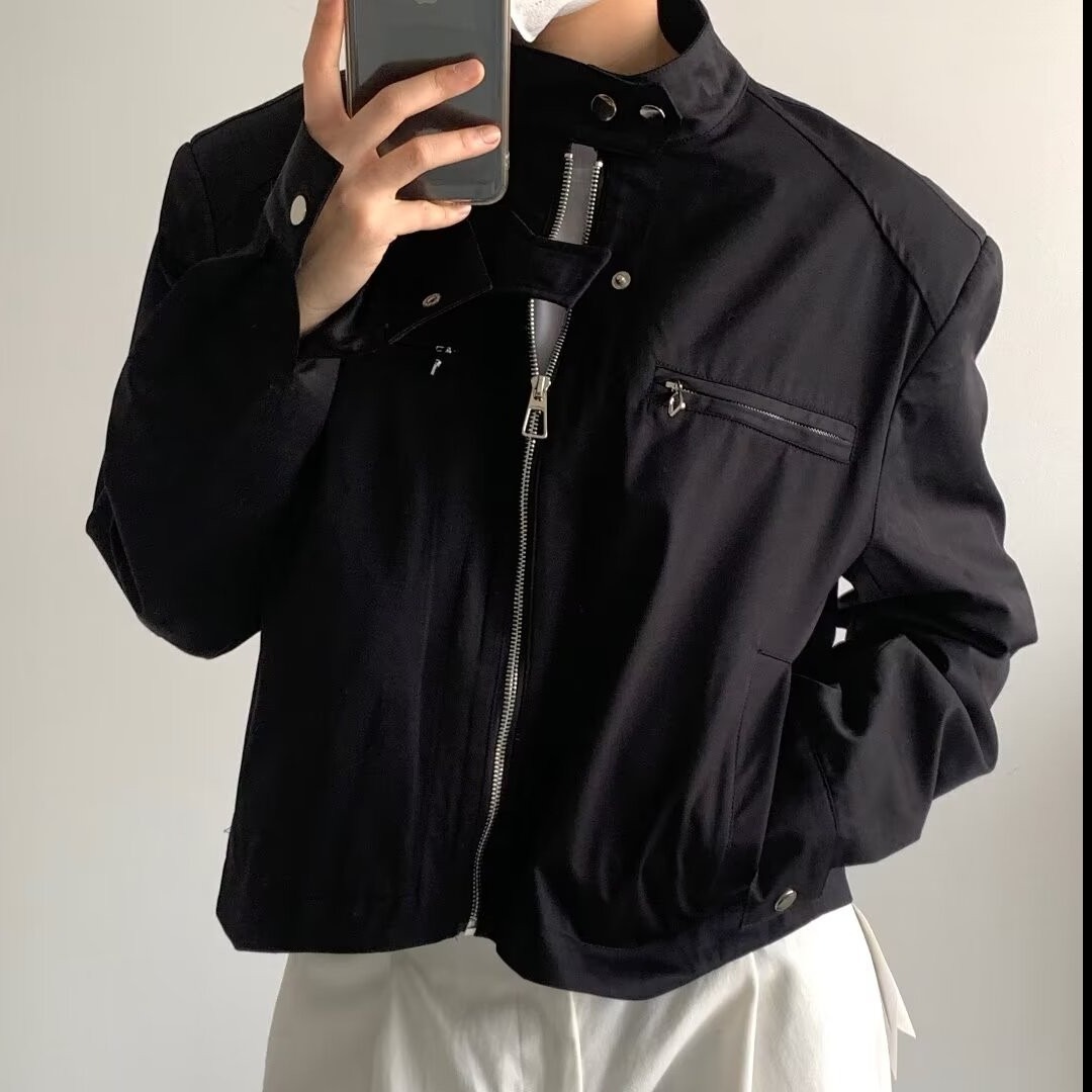 Men's Stylish Shoulder Pad Motorcycle Jacket For Spring Autumn_voghion.com