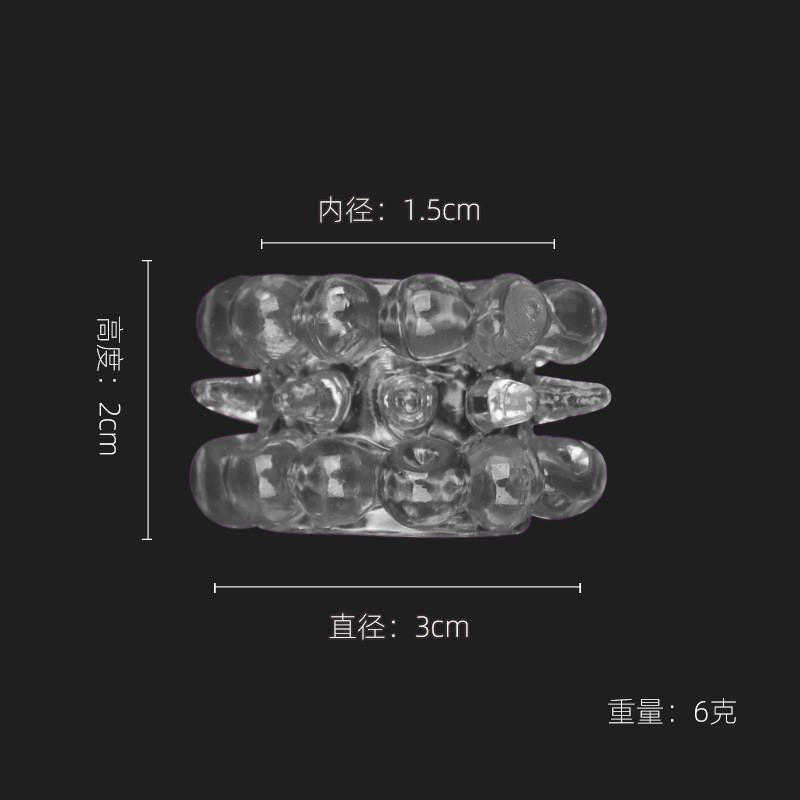 Spike Textured Locking Cock Ring, TPE Delay Ring for Men, Translucent Black — detail image 5