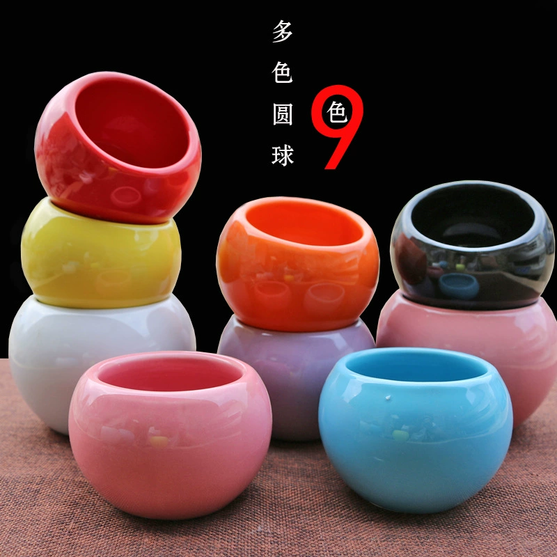 Красочный керамический цветочный горшок Простой атмосферный сплошной цвет мясистый горшок Круглый шар Керамический горшок мясистый с нижним отверстием