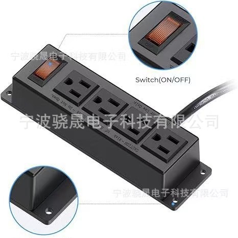 Barra de toma de corriente montada en la pared 4 conectores Panel de alimentación con interruptor para uso de oficina / industria image 1