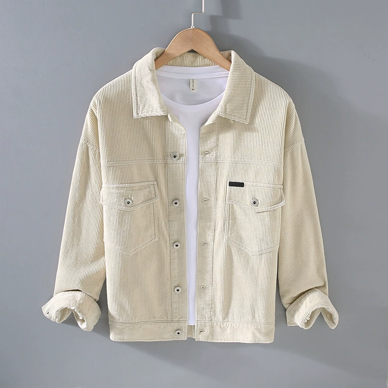 Осенняя вельветовая куртка, цвета хаки и зелёный, размеры M L XL XXL XXXL