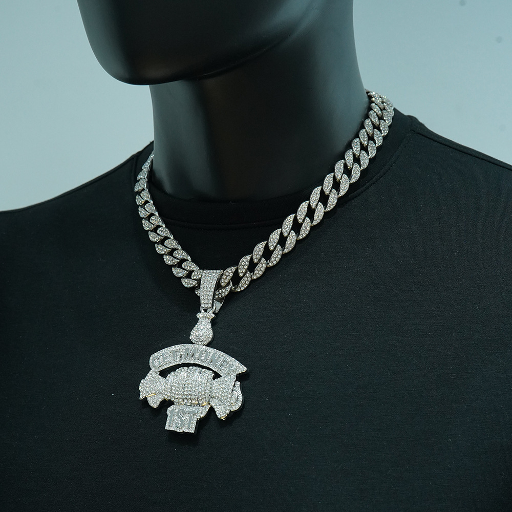 Europa y América hip-hop Get money Hand-Hand Riqueza Colgante de diamantes Tendencia de moda Accesorios para hombres Accesorios en stock