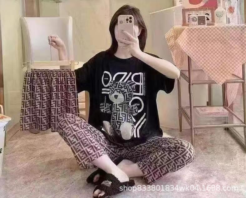 Pijamas transfronterizos de leche de verano pantalones de manga corta tres piezas de dibujos animados lindos ropa de hogar de comercio exterior de labu