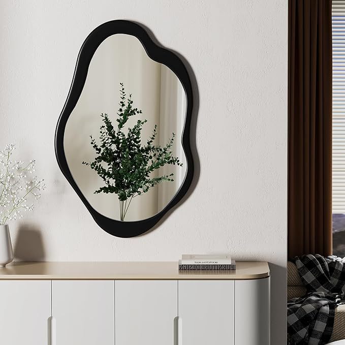 Customized New Chinese Style Creative Cloud Solid Wood Mirror Living Room Entrance Wall Hanging Decorative Mirror Bathroom Makeup Mirror