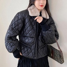 毛领女黑色修身羽绒棉袄短款小个子轻薄棉衣服2021年冬季新款女装