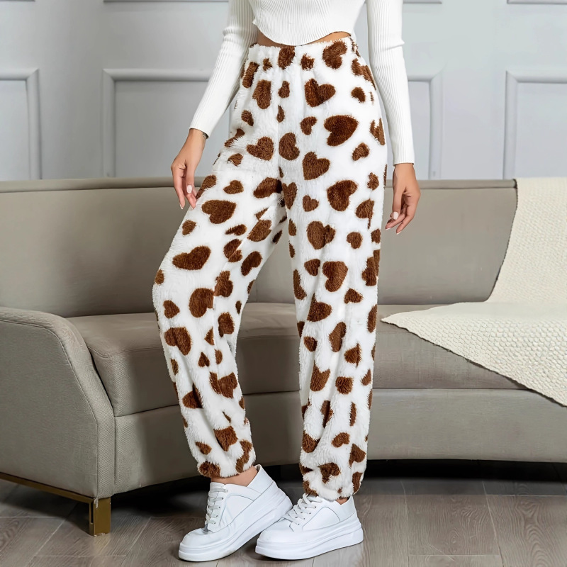 New High-Waisted Casual Printed Cross-Border Women's Loose Pants Plush Sweatpants New High-Waisted Casual Printed Cross-Border Women's Loose Pants Plush Sweatpants
