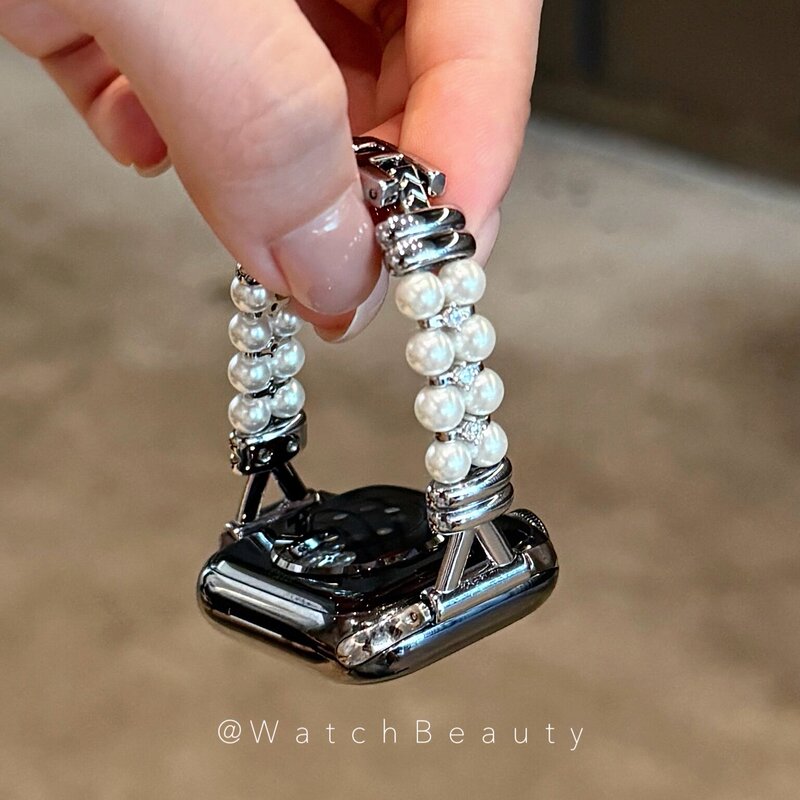 High-End Pearl Knot Metal Watch Band with Diamond Inlay Suitable for Apple Watch 10, iWatch 11, S9 High-End Pearl Knot Metal Watch Band with Diamond Inlay Suitable for Apple Watch 10, iWatch 11, S9