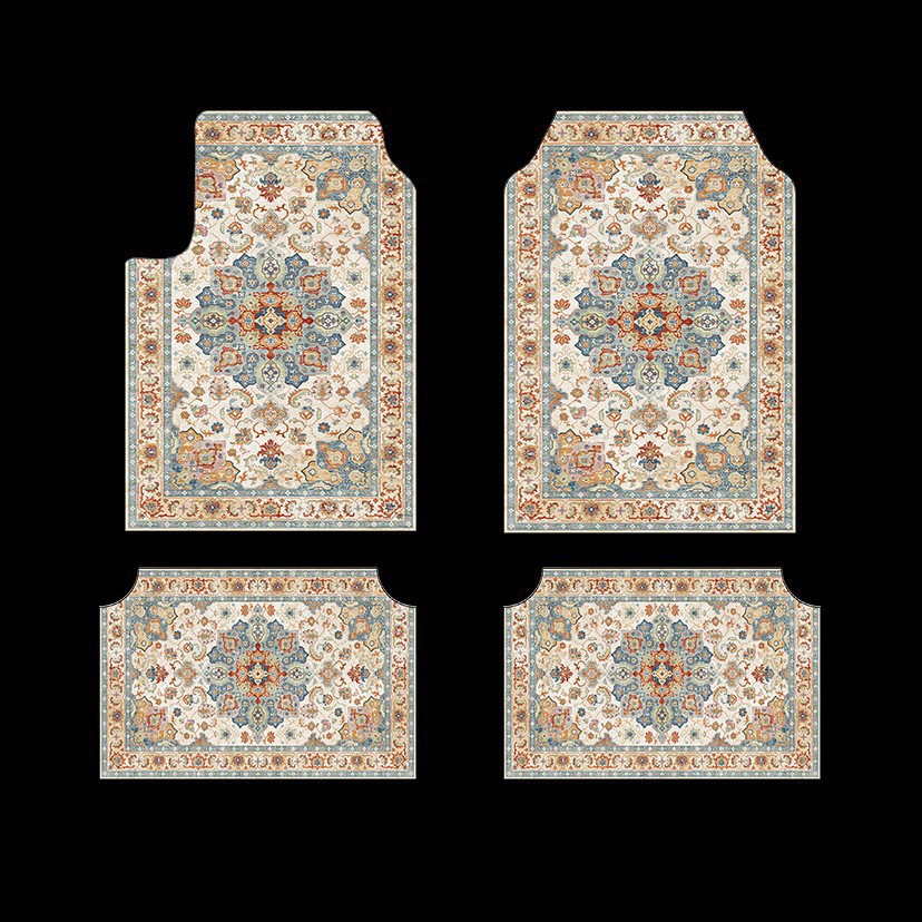 Cross-Border Amazon Bohemian Style Car-Specific Floor Mats Four-Piece Set Stain-Resistant Floor Mats Temu In-Stock Dropshipping