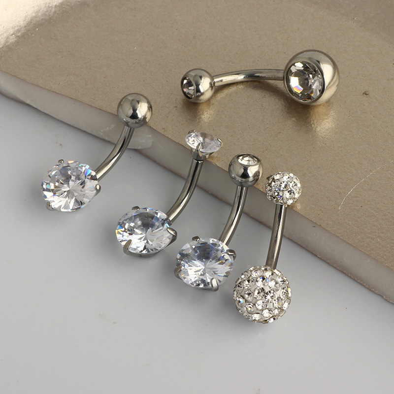 Rose Gold Opal Navel Ring Set - CZ Diamond Belly Button Piercing Jewelry detail image 13