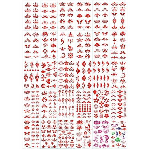 Children's eyebrow stickers, Hanfu floral forehead stickers, ancient style girls' costume performance print tattoos, baby forehead stickers