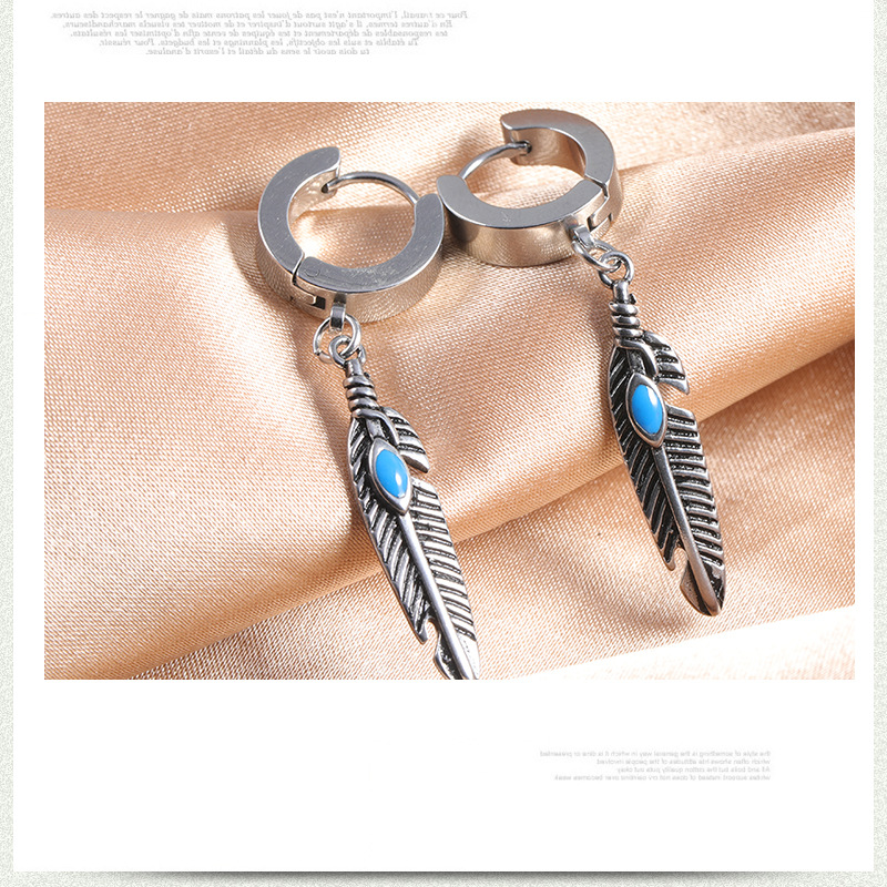 Retro Leaves Titanium Steel Dangling Earrings Plating Stainless Steel Earrings 1 Piece display picture 2