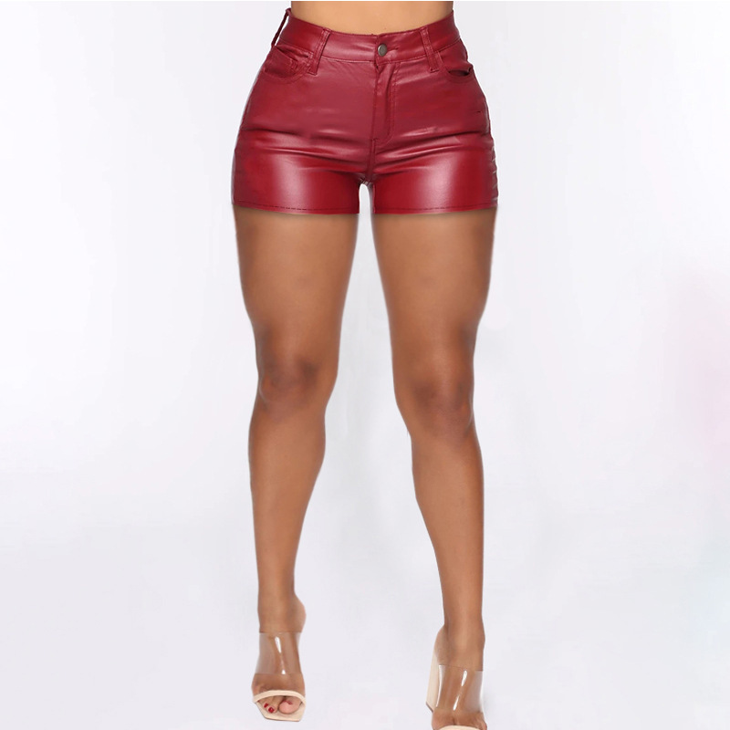 Cross-border Europe and the United States large size PU leather pants wish Amazon ebay fashion sexy high waist tight hip shorts