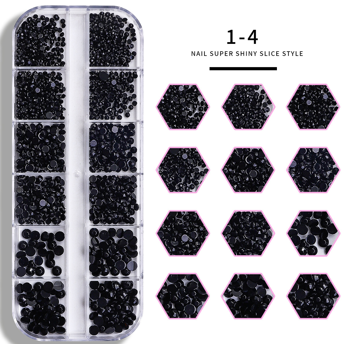 Set de joyas de uñas 12 barras de joyas taladro de uñas largo taladro de fondo plano mezclado taladro de forma especial superbrillante accesorios de uñas
