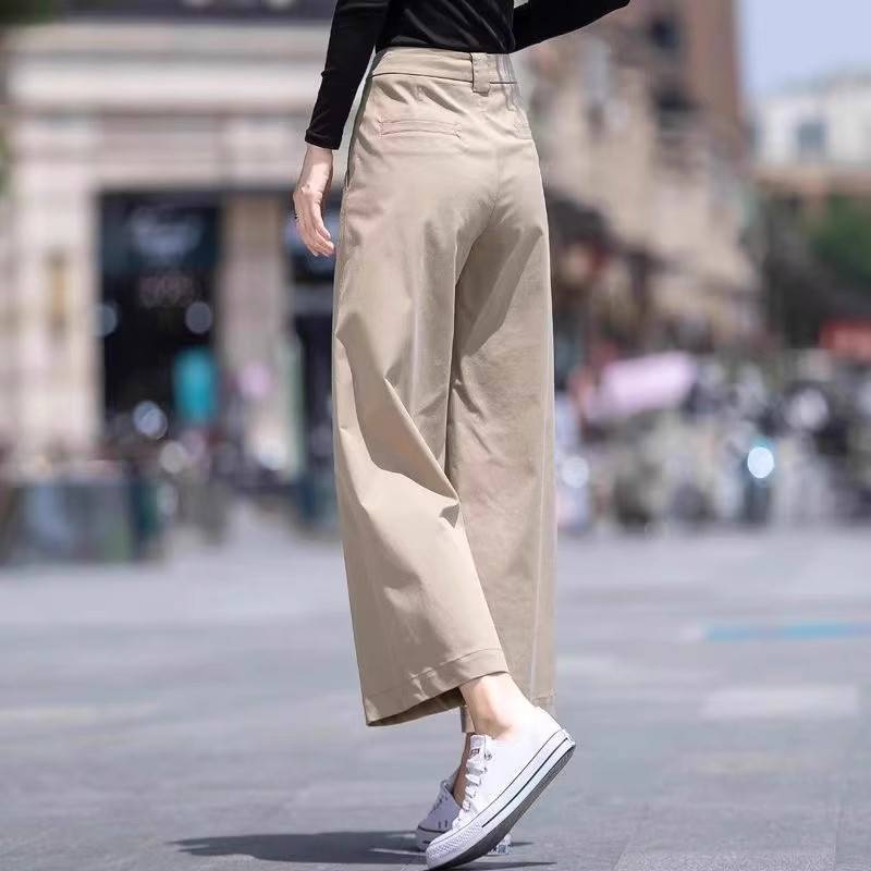 女性用テンセルワイドレッグパンツ、夏用薄手スリムハイウエストストレートパンツ、小柄な人向け、ゆったりカジュアル9点パンツ|undefined
