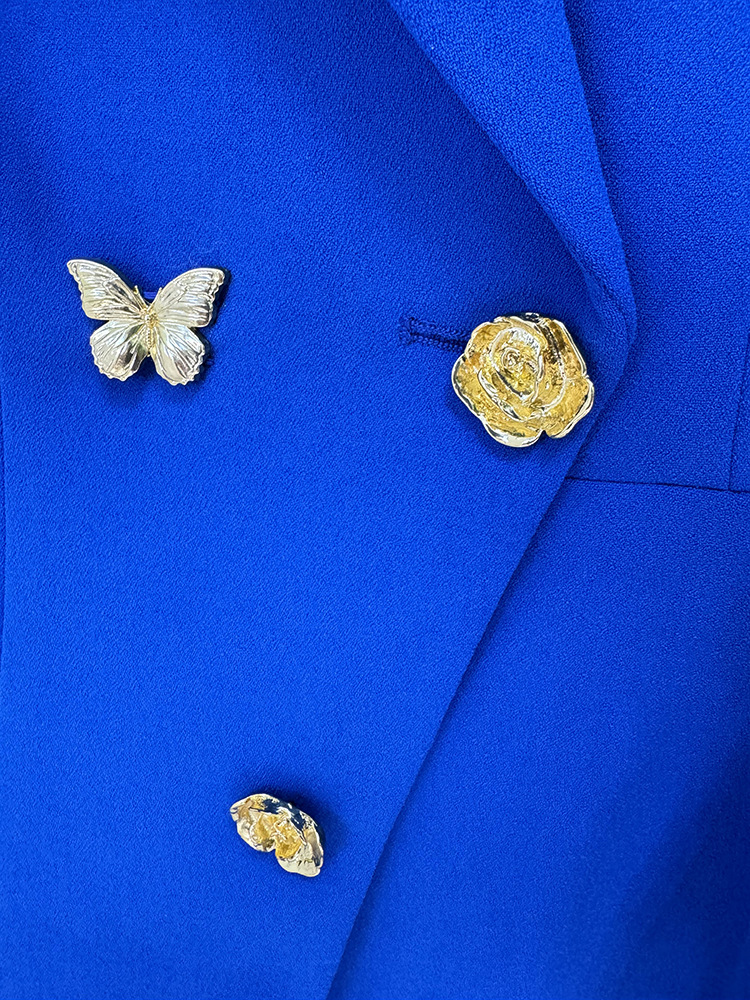 Socialite Rose Buckle Butterfly Decoration Irregular Asymmetric Work Pant Two Piece Set