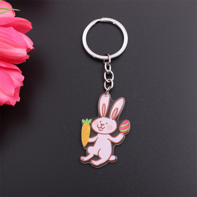 Cartoon Style Cute Animal Egg Stainless Steel Printing Easter Bag Pendant Keychain display picture 7