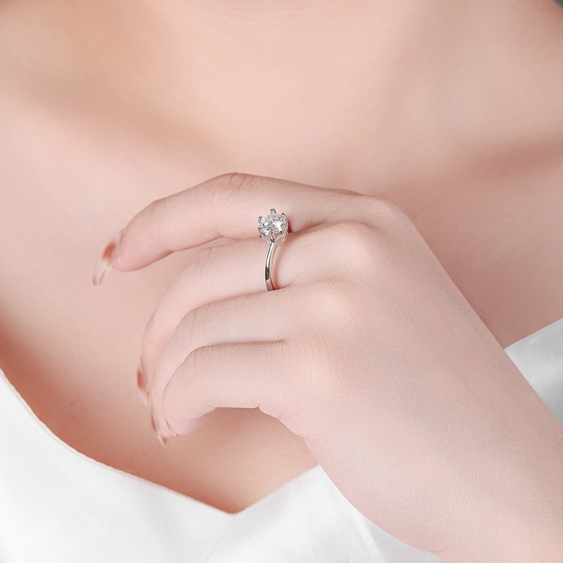 S925 plata esterlina D-color moissanite diamante anillo 1 quilate copo de nieve anillo pareja boda propuesta regalo de cumpleaños para la novia