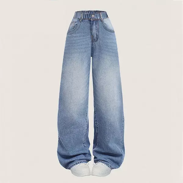 Girls' Spring and Autumn Jeans Korean Style New Trendy Internet Celebrity Medium and Large Children's Wide-Leg Pants Versatile Casual Long Pants
