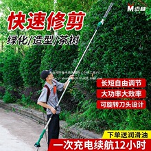 充电式电动绿篱机园艺加长修剪机高枝绿篱修枝机直流茶树剪篱笆剪