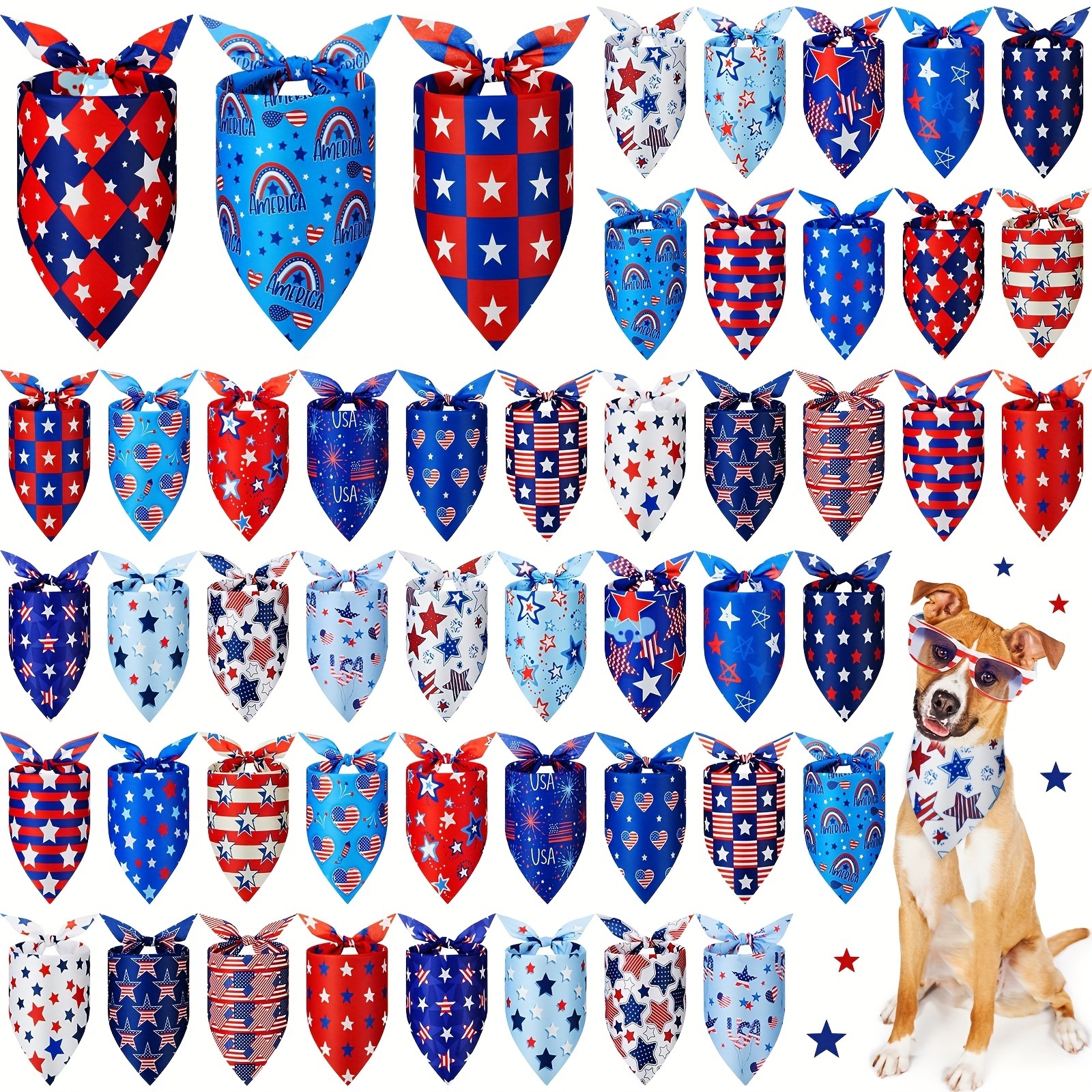 Memorial Day July 4th Day Party packs 50pcs Patriotic Dog|ms
