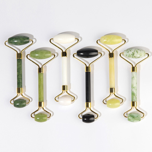 Natural jade beauty device manufacturer wholesale conference gift double-headed facial jade roller Xiu jade massager beauty stick