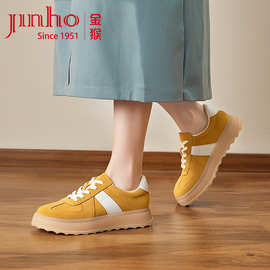 金猴2025秋季新款女鞋大童软底舒适运动休闲鞋韩版女生百搭德训鞋